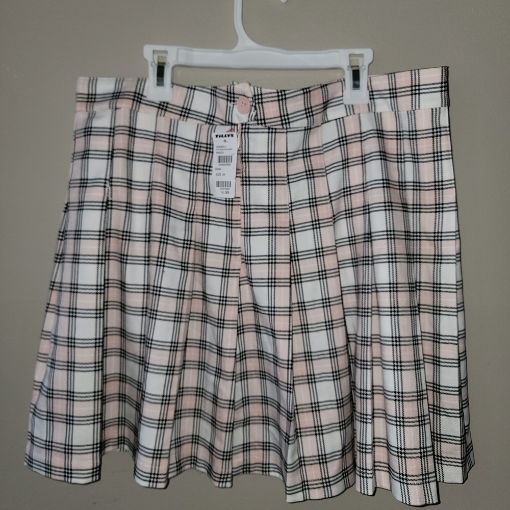 Full Tilt Pink and Black Plaid Mini Skirt